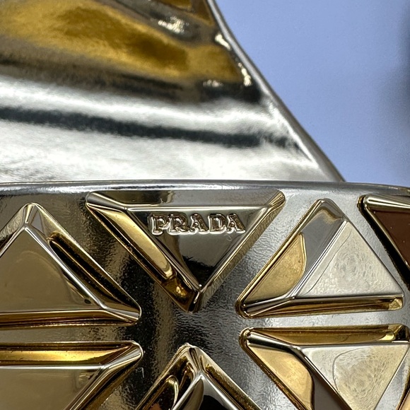 Prada Studded Metallic Gold Heel Sandals size 40 - Picture 9 of 9